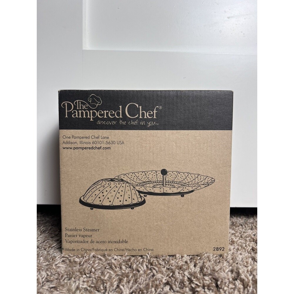 Pampered Chef 2892 Stainless Steel Vegetable Steamer NEW NIB Retired Collapsible